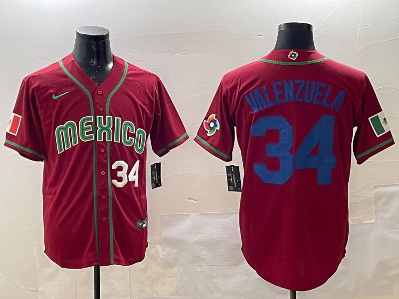 Men 2025 World Cub Mexico #34 Valenzuela Red Nike MLB Jersey style 8->texas rangers->MLB Jersey
